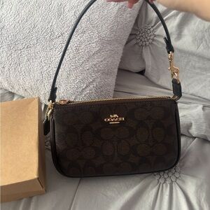 Coach Black and Brown Signature Wristlet
